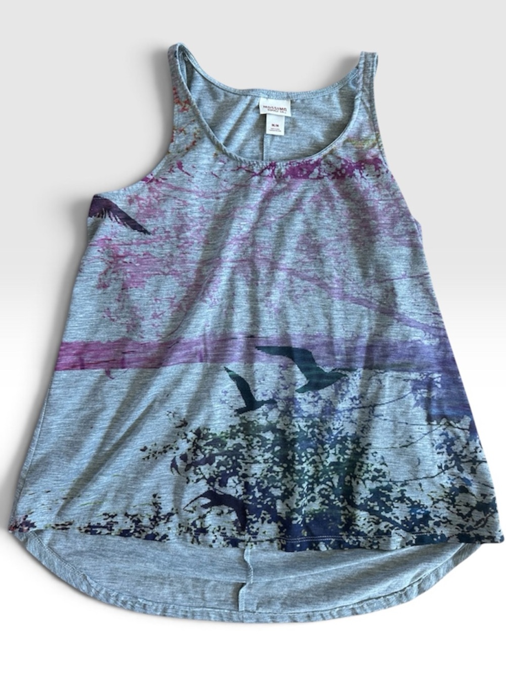 Mossimo Supply Co Bird Graphic Tank Top Rare Boho Indie High Low M